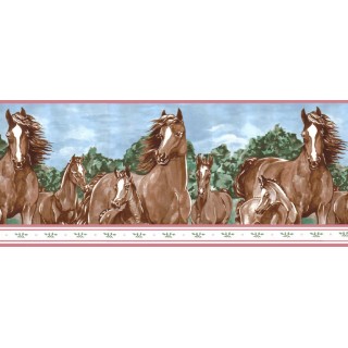 10 1/4 in x 15 ft Prepasted Wallpaper Borders - Horses Wall Paper Border b6265WB