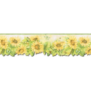 6 3/8 in x 15 ft Prepasted Wallpaper Borders - Sunflowers Wall Paper Border FK72636DC