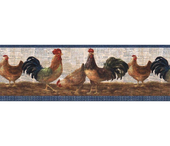 Clearance: Layered Rooster Wallpaper Border VIN7323B