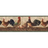 Roosters Wallpaper Borders: Layered Rooster Wallpaper Border VIN7324B
