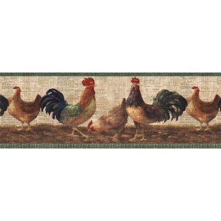 Roosters Wall Paper Border 033205 CP 7 in x 15 ft Prepasted Wallpaper Borders 
