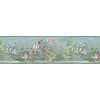 8 1/2 in x 15 ft Prepasted Wallpaper Borders - Fishes Wall Paper Border B74054