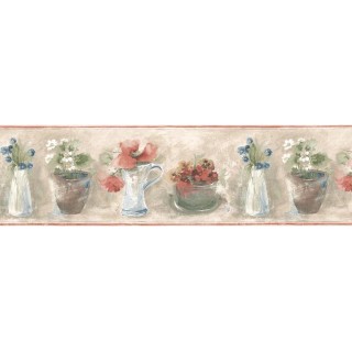 9 in x 15 ft Prepasted Wallpaper Borders - Floral Wall Paper Border B74958