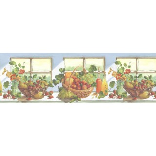 10 1/4 in x 15 ft Prepasted Wallpaper Borders - Fruits Wall Paper Border KT74962