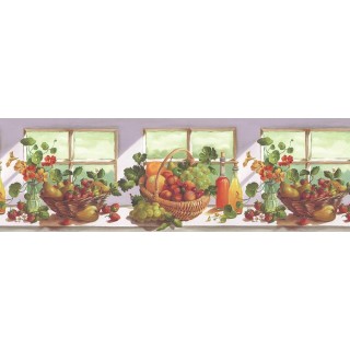 10 1/4 in x 15 ft Prepasted Wallpaper Borders - Fruits Wall Paper Border KT74964