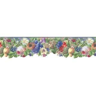 6 7/8 in x 15 ft Prepasted Wallpaper Borders - Floral Wall Paper Border B74977