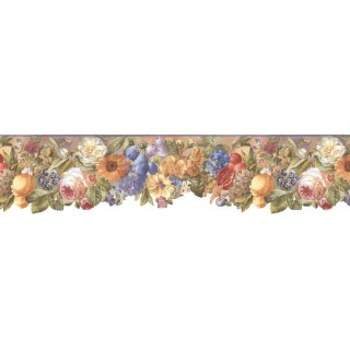 6 7/8 in x 15 ft Prepasted Wallpaper Borders - Floral Wall Paper Border BB74979
