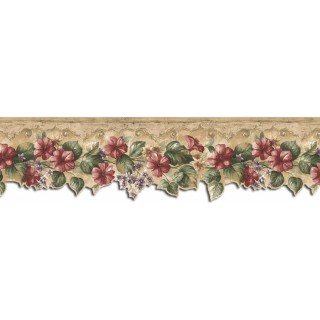 8 1/2 in x 15 ft Prepasted Wallpaper Borders - Floral Wall Paper Border KB75528DC