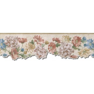 6 1/2 in x 15 ft Prepasted Wallpaper Borders - Floral Wall Paper Border b75750