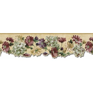 6 1/2 in x 15 ft Prepasted Wallpaper Borders - Floral Wall Paper Border b75751