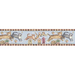 7 in x 15 ft Prepasted Wallpaper Borders - Cats Wall Paper Border SU75934