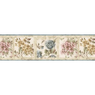 8 1/2 in x 15 ft Prepasted Wallpaper Borders - Floral Wall Paper Border ED76241