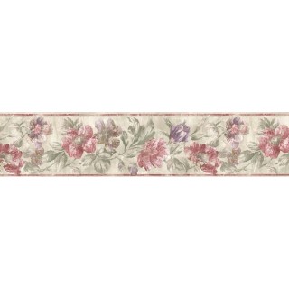 7 in x 15 ft Prepasted Wallpaper Borders - Floral Wall Paper Border ED76273