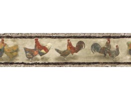 7 in x 15 ft Prepasted Wallpaper Borders - Roosters Wall Paper Border B76455