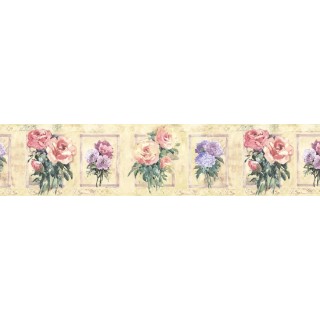 7 in x 15 ft Prepasted Wallpaper Borders - Floral Wall Paper Border SP76483