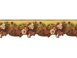 6 1/2 in x 15 ft Prepasted Wallpaper Borders - Floral Wall Paper Border WD76824DC