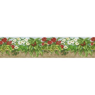 6 in x 15 ft Prepasted Wallpaper Borders - Floral Wall Paper Border NS7723B