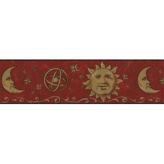 7 in x 15 ft Prepasted Wallpaper Borders - Sun, Moon and Stars Wall Paper Border BW77430