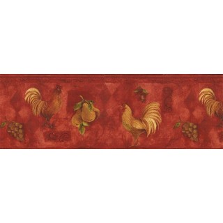 9 in x 15 ft Prepasted Wallpaper Borders - Roosters Wall Paper Border TK78255A
