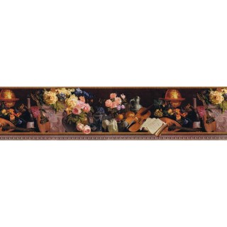 6 3/4 in x 15 ft Prepasted Wallpaper Borders - Floral Wall Paper Border B79082