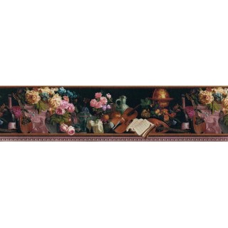 6 3/4 in x 15 ft Prepasted Wallpaper Borders - Floral Wall Paper Border B79085