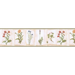 6 7/8 in x 15 ft Prepasted Wallpaper Borders - Floral Wall Paper Border CJ80017B