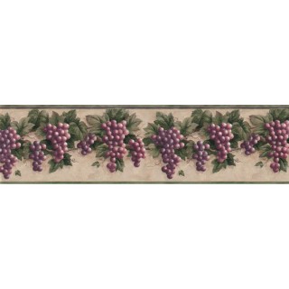 10 1/4 in x 15 ft Prepasted Wallpaper Borders - Grape Fruits Wall Paper Border B828VC