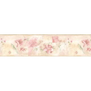 6 7/8 in x 15 ft Prepasted Wallpaper Borders - Floral Wall Paper Border BH89009B