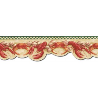 6 1/2 in x 15 ft Prepasted Wallpaper Borders - Crab Wall Paper Border BH89026DB