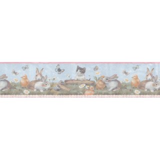 6 7/8 in x 15 ft Prepasted Wallpaper Borders - Animals Wall Paper Border B92885