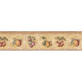 6 7/8 in x 15 ft Prepasted Wallpaper Borders - Fruits Wall Paper Border GS96005B