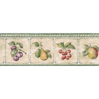 6 7/8 in x 15 ft Prepasted Wallpaper Borders - Fruits Wall Paper Border GS96006B