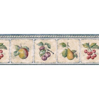 6 7/8 in x 15 ft Prepasted Wallpaper Borders - Fruits Wall Paper Border GS96007B