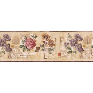 9 in x 15 ft Prepasted Wallpaper Borders - Floral Wall Paper Border GS96031B