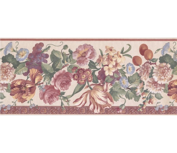 Beige Floral Wallpaper Border