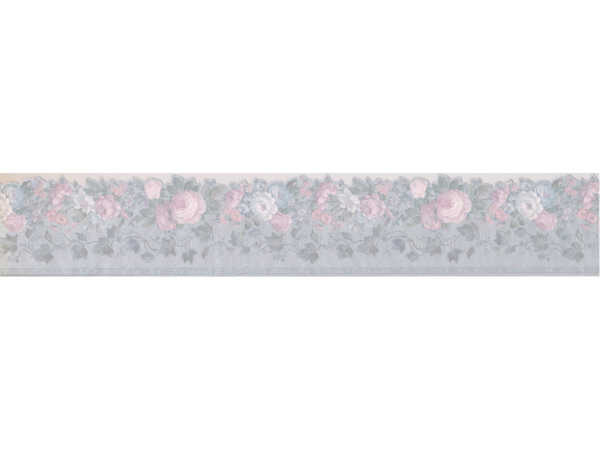 Teal Silver White Floral Wallpaper Border 79281 NTX Painting Supplies &  Wall Treatments Tools & Home Improvement 