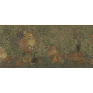 7 in x 15 ft Prepasted Wallpaper Borders - Grape Vase Kitchen Wall Paper Border