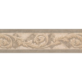 7 in x 15 ft Prepasted Wallpaper Borders - Silver Cream Molding Swirls Wall Paper Border