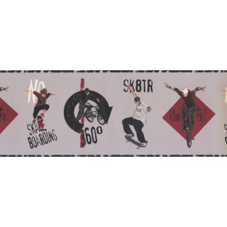 9 in x 15 ft Prepasted Wallpaper Borders - Skate Boarding Kids Wall Paper Border