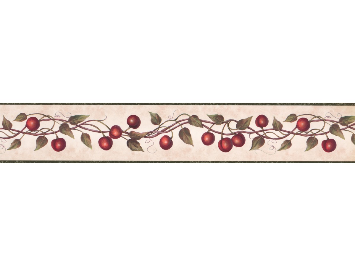 Garden Wallpaper Borders : Red Cherries Wallpaper Border