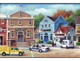 8 in x 15 ft Prepasted Wallpaper Borders - Busy Road Police Station Wall Paper Border