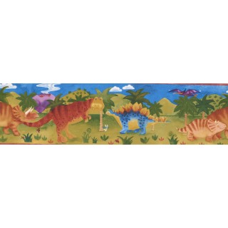 7 in x 15 ft Prepasted Wallpaper Borders - Kids River Green Dino Wall Paper Border