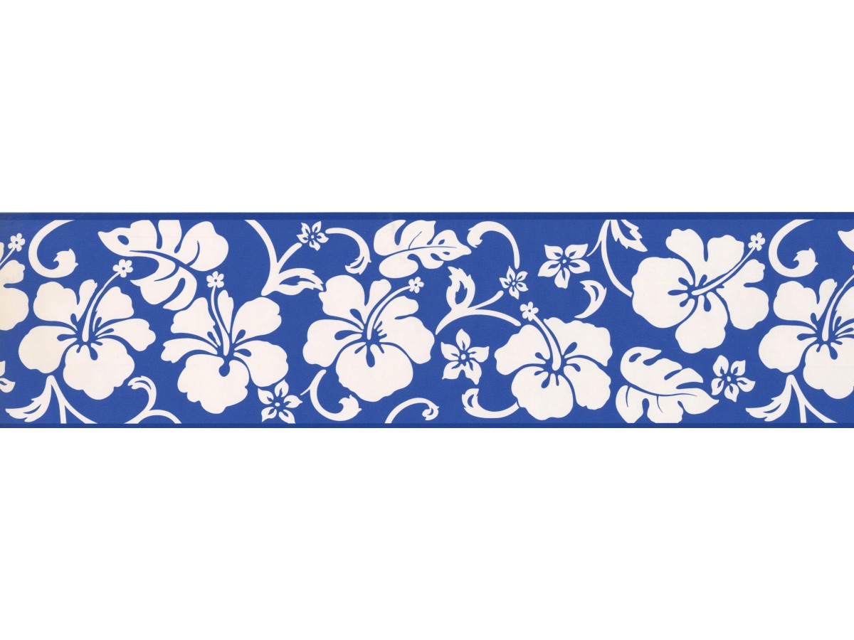 Blue Hibiscus Wallpaper Border
