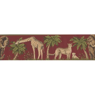 7 in x 15 ft Prepasted Wallpaper Borders - Moss Jungle Animals Wall Paper Border