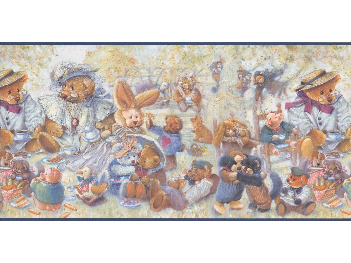 Teddy Bears Laundry Room Country Wallpaper Border Red/Brown