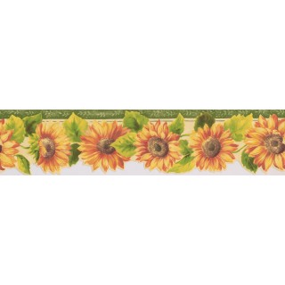 5 in x 15 ft Prepasted Wallpaper Borders - Bright Yellow Sunflower Wall Paper Border