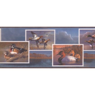 10 in x 15 ft Prepasted Wallpaper Borders - Flying Wood Ducks Wall Paper Border