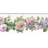 Floral Wallpaper Borders: Running White Roses Wallpaper Border