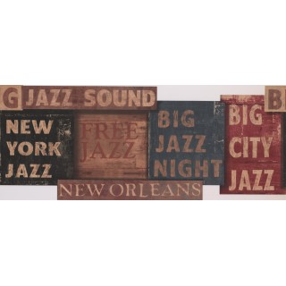8 in x 15 ft Prepasted Wallpaper Borders - Orleans Jazz Night Wall Paper Border