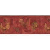 Roosters Wallpaper Borders: Yellow Rooster & Fruits Vintage Wallpaper Border